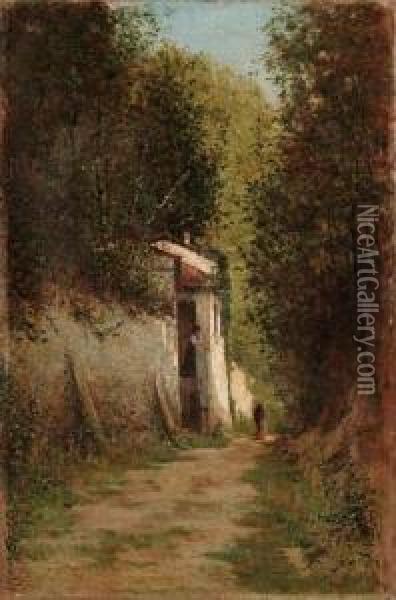La Casa Nel Bosco - 1885 (?) Oil Painting - Giovanni Piumati