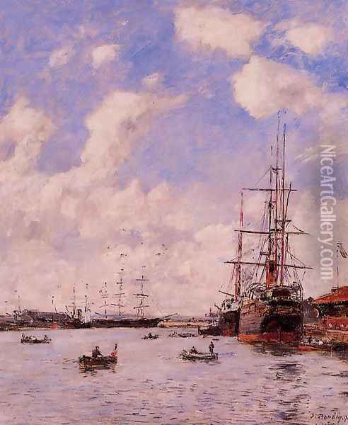 Le Havre, le bassin de l'eure Oil Painting - Eugene Boudin