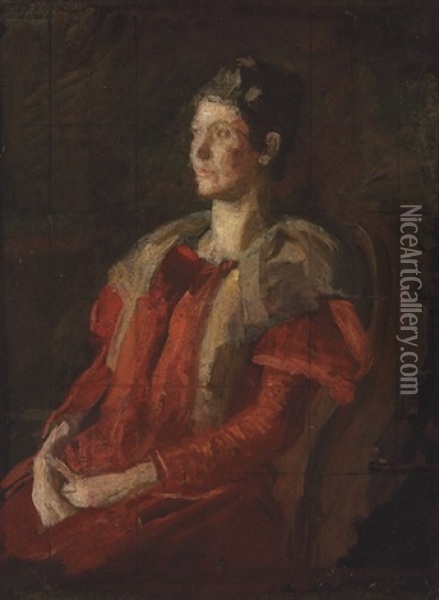 Portrait Of Mrs. Charles L. Leonard (study) Oil Painting - Thomas Eakins