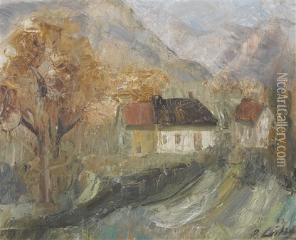 Berglandschaft Mit Bauernhausern Oil Painting - Oscar Wilhelm Luethy