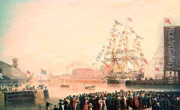 The Opening of St Katherines Dock Oil Painting - William John Huggins