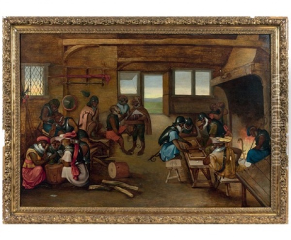 Le Corps De Garde Des Singes Oil Painting - Ferdinand van Kessel