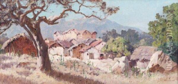 Village En Petite Kabylie, Algerie Oil Painting - Eugene Francois Deshayes