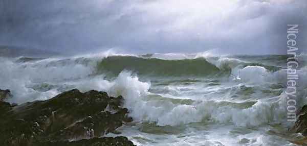 Rough Sea Oil Painting - David James