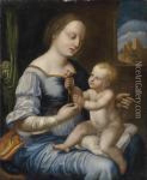 The Madonna Of The Pinks Oil Painting - Raphael (Raffaello Sanzio of Urbino)