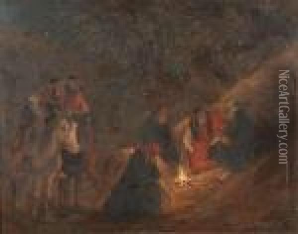 Indians Near The Campfire Oil Painting - Frederick Arthur Verner