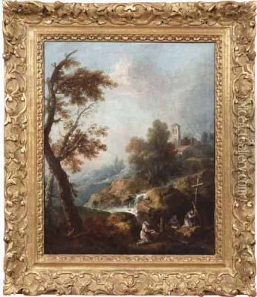 Paesaggio Con Monaci In Preghiera Oil Painting - Francesco Zuccarelli