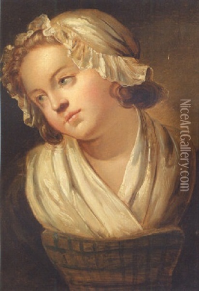 Study Of A Young Maid Oil Painting - Jean Baptiste Greuze