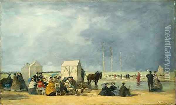 Bathing Time at Deauville Oil Painting - Eugene Boudin