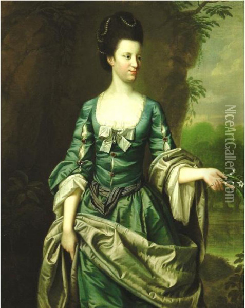 Portrait Of A Lady, Said To Be Lady Dashwood Oil Painting - Thomas Hudson