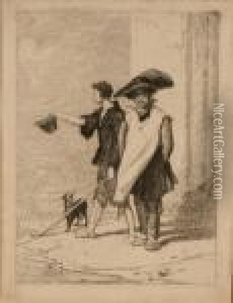 French Beggars For Liber Studiorum Oil Painting - John Sell Cotman