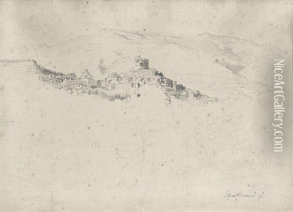 Ansicht Von Monte Porzio Catone Im Latium. Grauer Oil Painting - Wilhelm Nicolai Marstrand