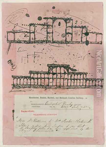 Great Exhibition, 1851 first sketch for the building, 1850 Oil Painting - Sir Joseph Paxton