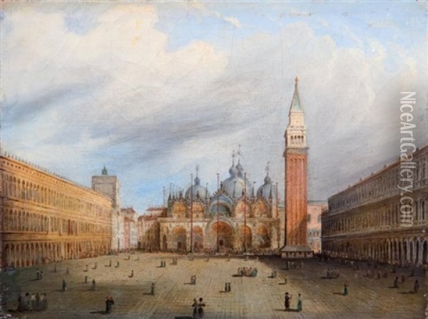 Venise, Vue De La Place Saint-marc Oil Painting - Carlo Grubacs