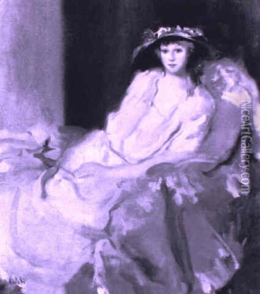 Ritratto Di Giovane Donna Seduta In Abito Rosa Oil Painting - Ambrogio Antonio Alciati