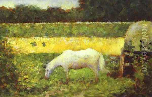 Landscape with a Horse. Oil Painting - Georges Seurat