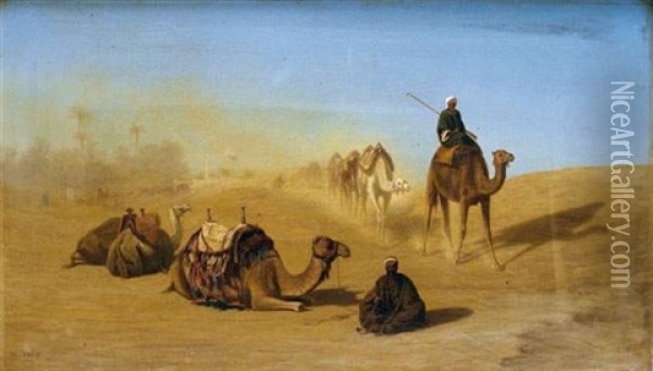 Caravane Dans Le Desert Oil Painting - Charles Theodore (Frere Bey) Frere