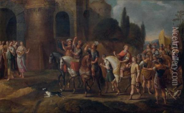 Le Triomphe De David Oil Painting - Cornelis de Wael