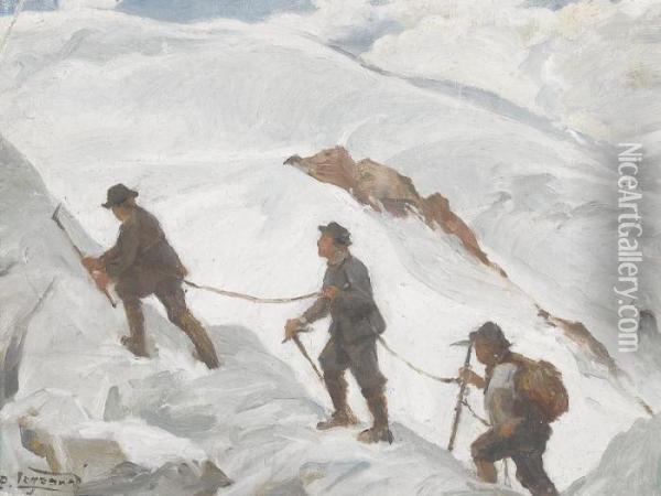 Alpinisten Beim Aufstieg Oil Painting - Paul Emmanuel Legrand