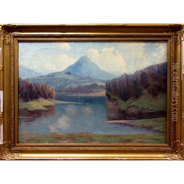 Untitled (lake & Mountains) Oil Painting - Joseph Archibald Browne