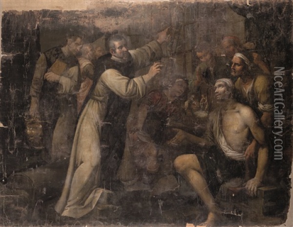San Domenico Resuscita L'architetto Oil Painting - Giovanni Domenico Cappellino