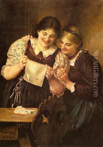 The Letter Oil Painting - Franz Von Defregger