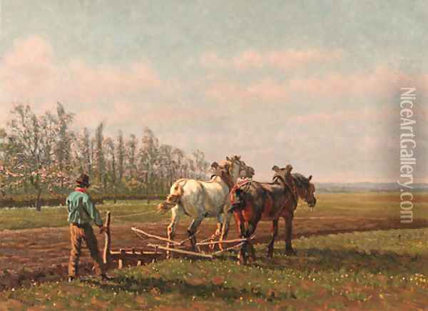 A plough team Oil Painting - Cornelis Schermer