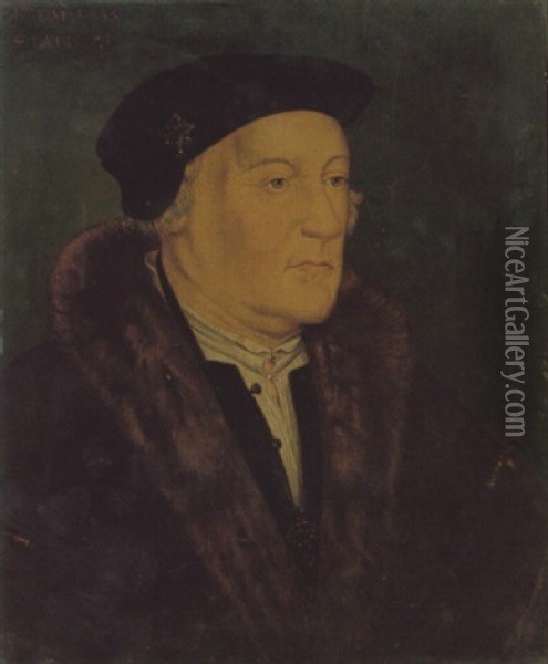 Portrait Of George Nevill, Third Baron Of Bergavenny Wearing A Black Cloak Trimmed With Fur, And The Order Of The Garter Oil Painting - Hans Holbein the Younger