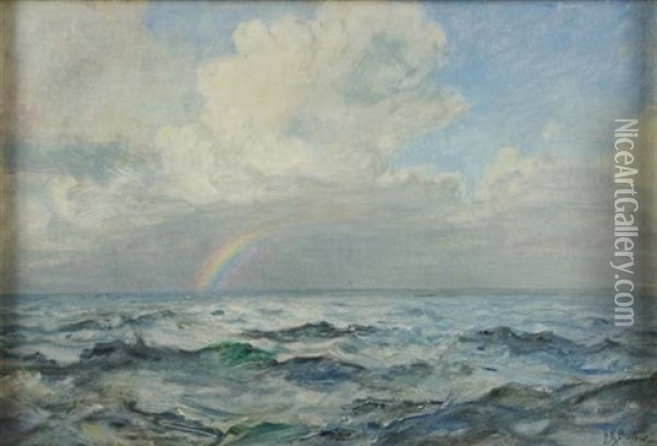 Caribbean Sea, Thunderhead With Rainbow Below Oil Painting - Howard Russell Butler