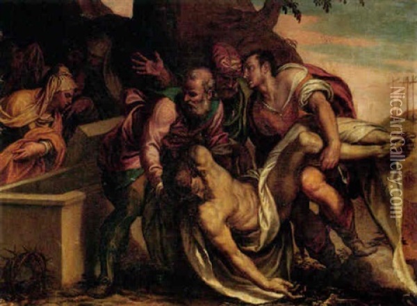 The Entombment Oil Painting - Orazio (Horatio) Farinati