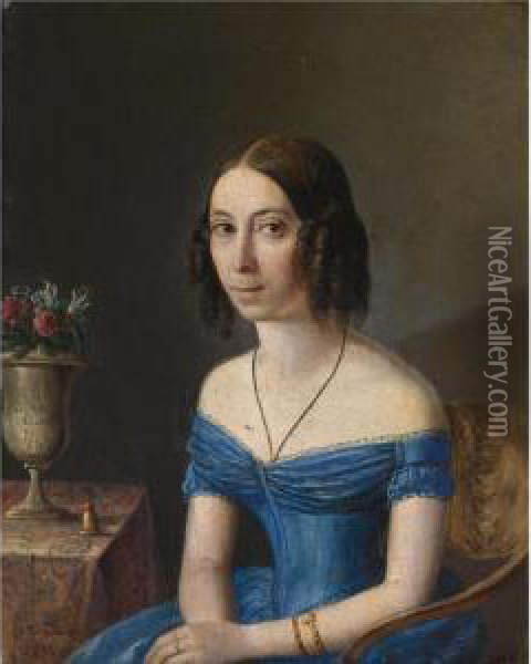 Portrait Of Elizaveta Alexandrovna Fishkova Oil Painting - Nikolai Alexeevich Burdin