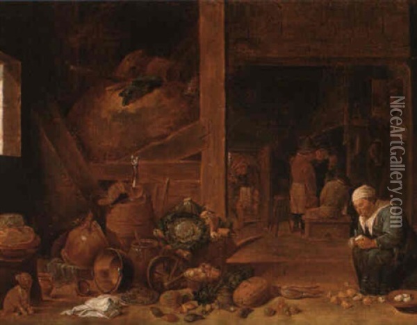 Interieur De Cuisine Oil Painting - Matheus van Helmont