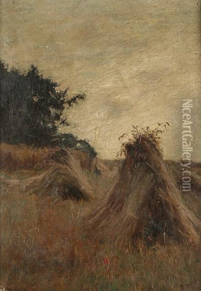Harvest Time - Shere, Surrey Oil Painting - John White
