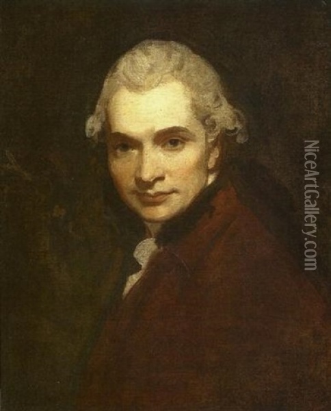 Self-portrait In A Red Coat Oil Painting - George Romney