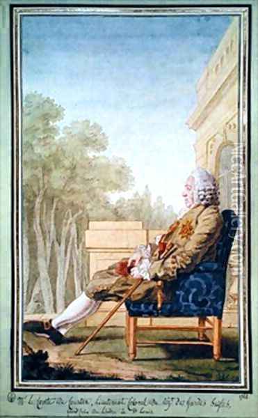 Maurice 1693-1766 Comte de Courten Lieutenant Colonel of the Swiss Guards Oil Painting - Louis Carrogis Carmontelle