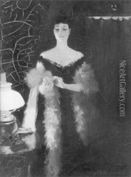 Portrait Of Mrs. Leiter Oil Painting - John White Alexander