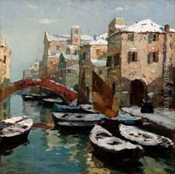 Impressione, Venezia Sotto Laneve Oil Painting - Angelo Pavan