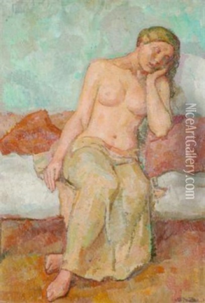Femme Sur Un Lit Oil Painting - Wilhelm (William) Mueller