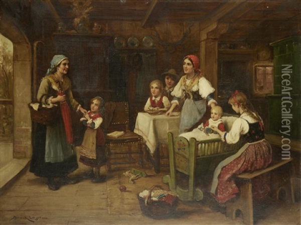 A Happy Welcoming Oil Painting - Lajos Bruck