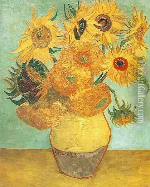 Vase With Twelve Sunflowers II Oil Painting - Vincent Van Gogh