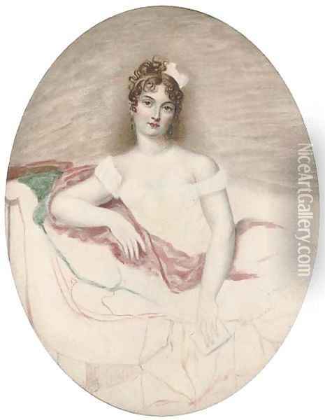 Princess Borghese, half-length, seated Oil Painting - Jacques-Jean- Baptiste Augustin