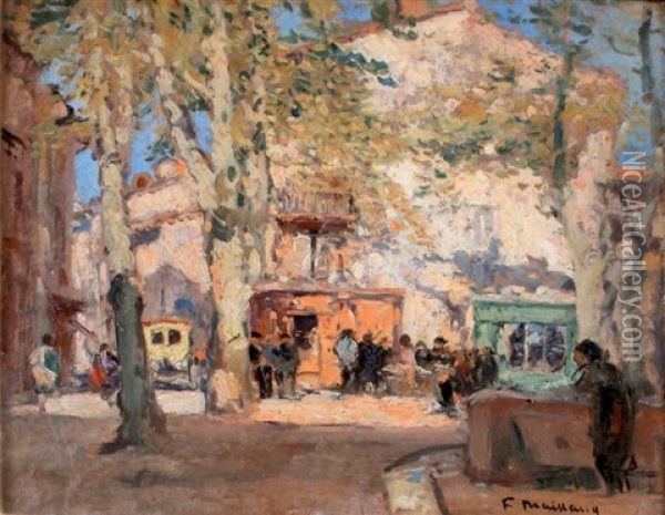 Place De Village Animee Oil Painting - Fernand Maillaud