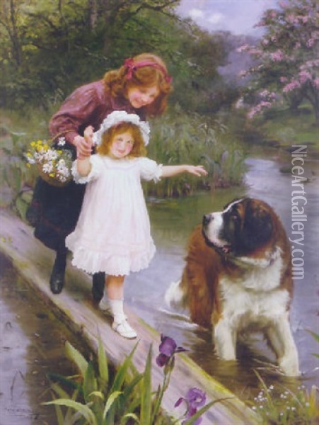Little Sister Oil Painting - Arthur John Elsley