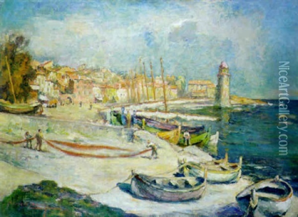 Collioure, La Ville Rose Oil Painting - Georges (Ferdinand) Lemmers