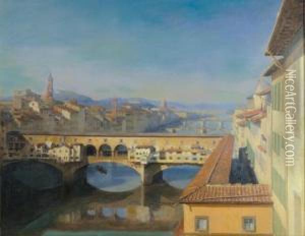 Gold Bridge, Florence Oil Painting - Augustus Goodyear Heaton