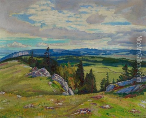 Vue Ouest Depuis Le Mont Racine Oil Painting - Charles L'Eplattenier