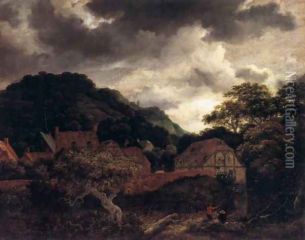 Village at the Wood's Edge Oil Painting - Jacob Van Ruisdael