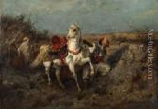 Cavaliers Arabes S'appretant A L'attaque Oil Painting - Adolf Schreyer