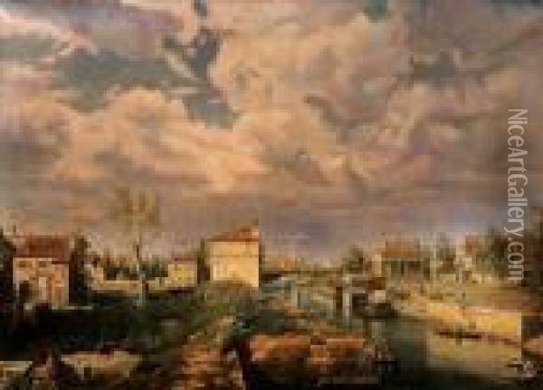 Veduta Del Portello A Padova Oil Painting - (Giovanni Antonio Canal) Canaletto