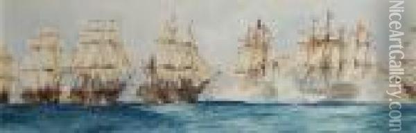 Trafalgar Oil Painting - Charles Edward Dixon